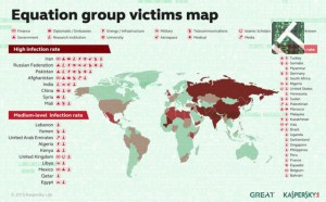 Le vittime degli attacchi di Equation Group secondo Kaspersky.