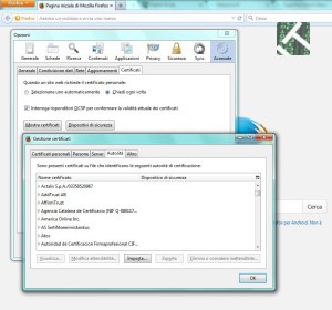 L'archivio certificati di firefox